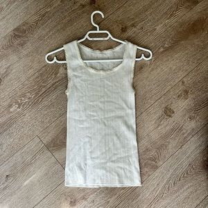 Vintage White Cotton Pointelle Tank Top